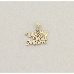 Pendant Only 14k Yellow Gold We Love You Mom Heart Pendant